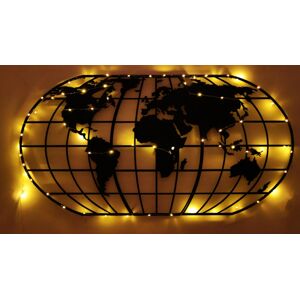 Nástěnná dekorace World Map Globe Led černá