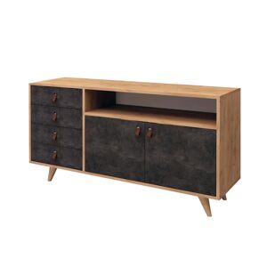 Komoda Pagina I 140 cm dub craft zlatý/tmavý beton
