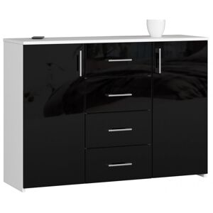 Komoda Torvi K 110,4 cm biela/čierna lesklá