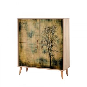 Komoda Kikos 95 cm dub sonoma/zelená