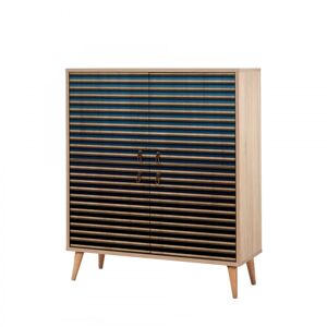 Komoda Kikos 95 cm dub sonoma/modrá