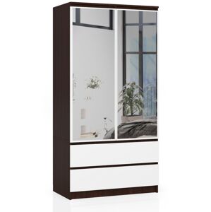 Šatníková skriňa Star so zrkadlom 90 cm wenge/biela