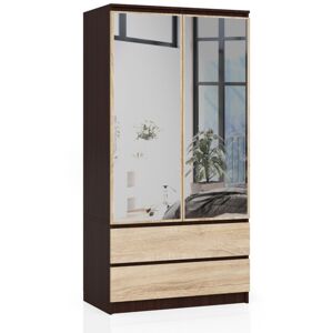 Šatníková skriňa Star so zrkadlom 90 cm wenge/dub sonoma
