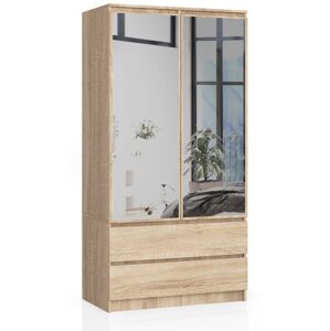 Šatníková skriňa Star so zrkadlom 90 cm dub sonoma