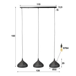 Závesná lampa Punchray, tri svetlá