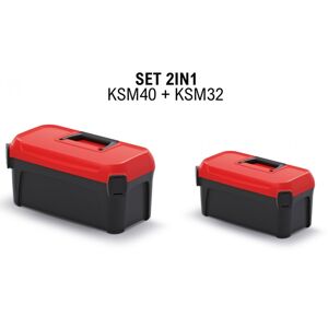 Sada kufrů na nářadí 2 ks SMARTTIX 38 x 23,4 x 22,5 cm černo-červená