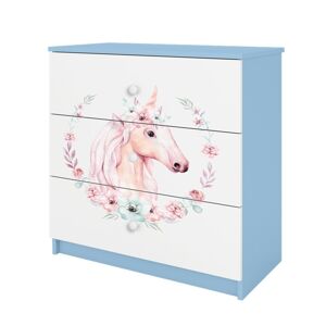 Komoda Babydreams 80 cm jednorožec modrá