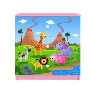 Komoda Babydreams 80 cm safari růžová