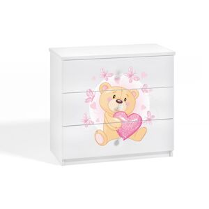 Komoda Babydreams 80 cm medvídek s motýlky bílá