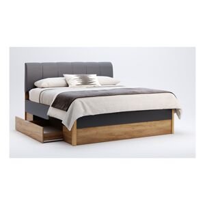 Dvoulůžková postel Ramona 180x200 s šuplíky dub Craft/matná láva