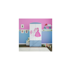 Dětská skříň Babydreams 90 cm princezna a poník modrá