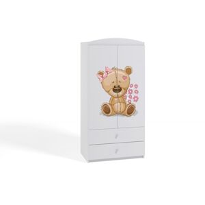 Dětská skříň Babydreams 90 cm méďa s kytičkami bílá