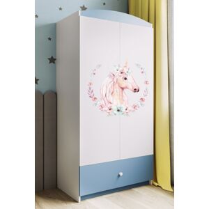 Dětská skříň Babydreams 90 cm jednorožec modrá