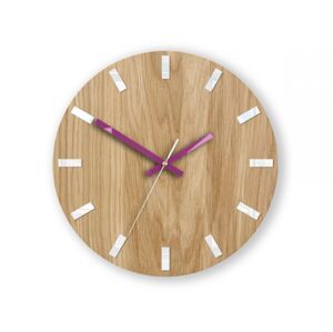Nástenné hodiny Simple Oak hnedo-fialové