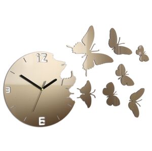3D nalepovacie hodiny Butterfly matne zlaté